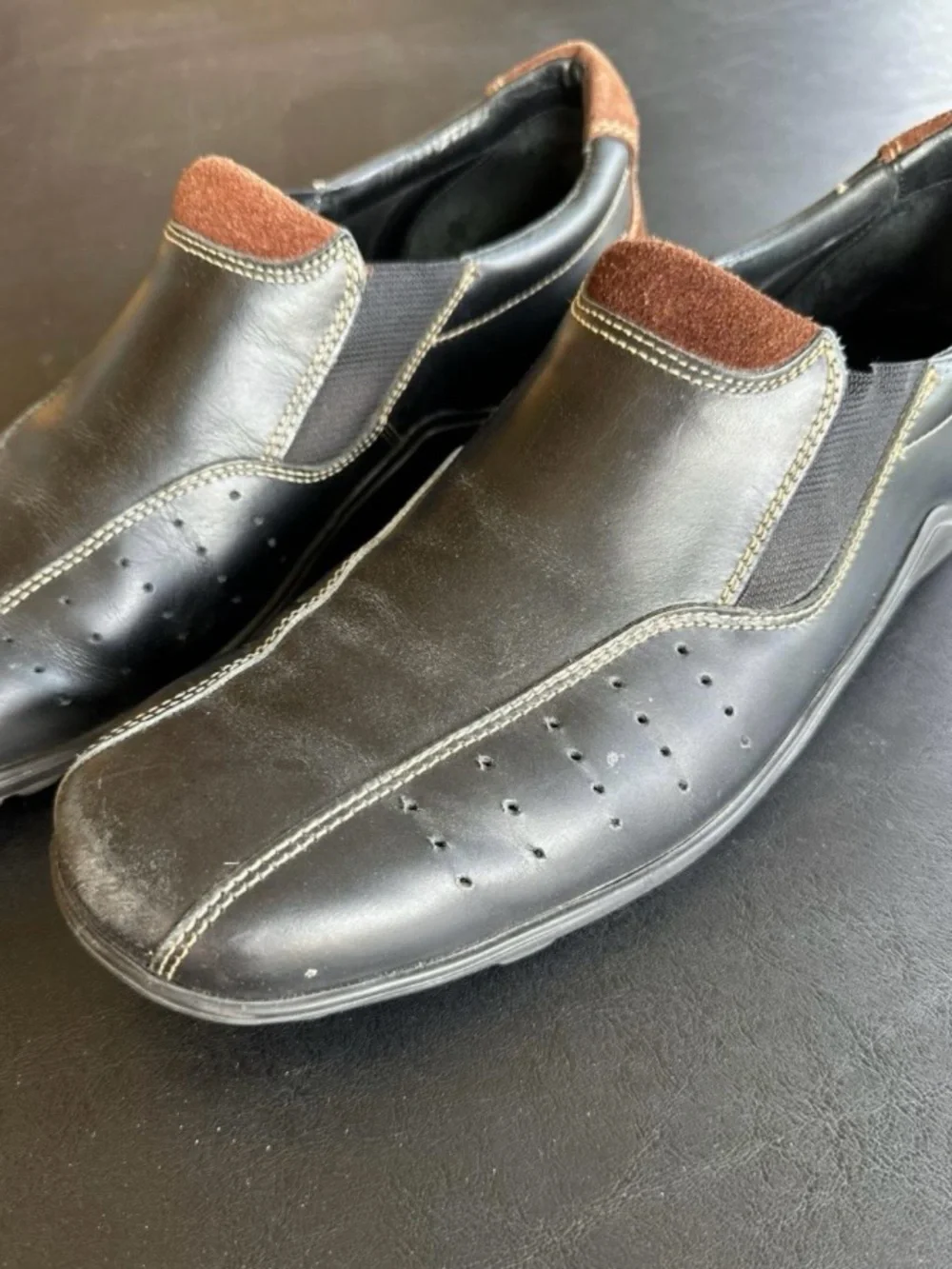 Cole Haan Country Black Leather Slip-On Loafers US 10 M C2365 made in Brazil